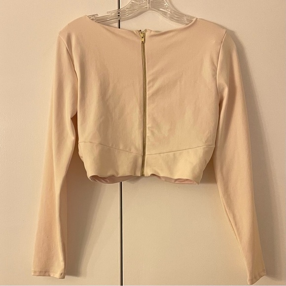 BEBE 3/4 Sleeve Wrap Crop Top - Picture 5 of 11